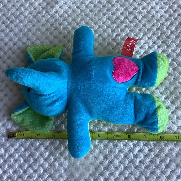 Gitzy Plush Blue Elephant Green Polka Dots with Rattle Inside Stuffed Animal Toy - Picture 13 of 13